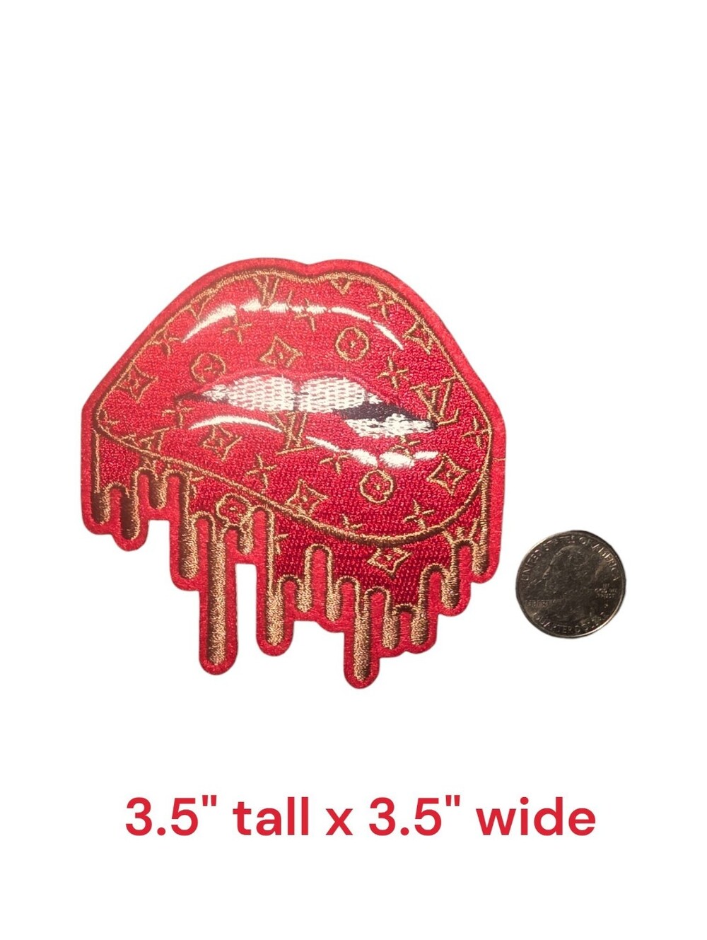 Luxury Fashion Lips Iron on Patch Red 3.5"